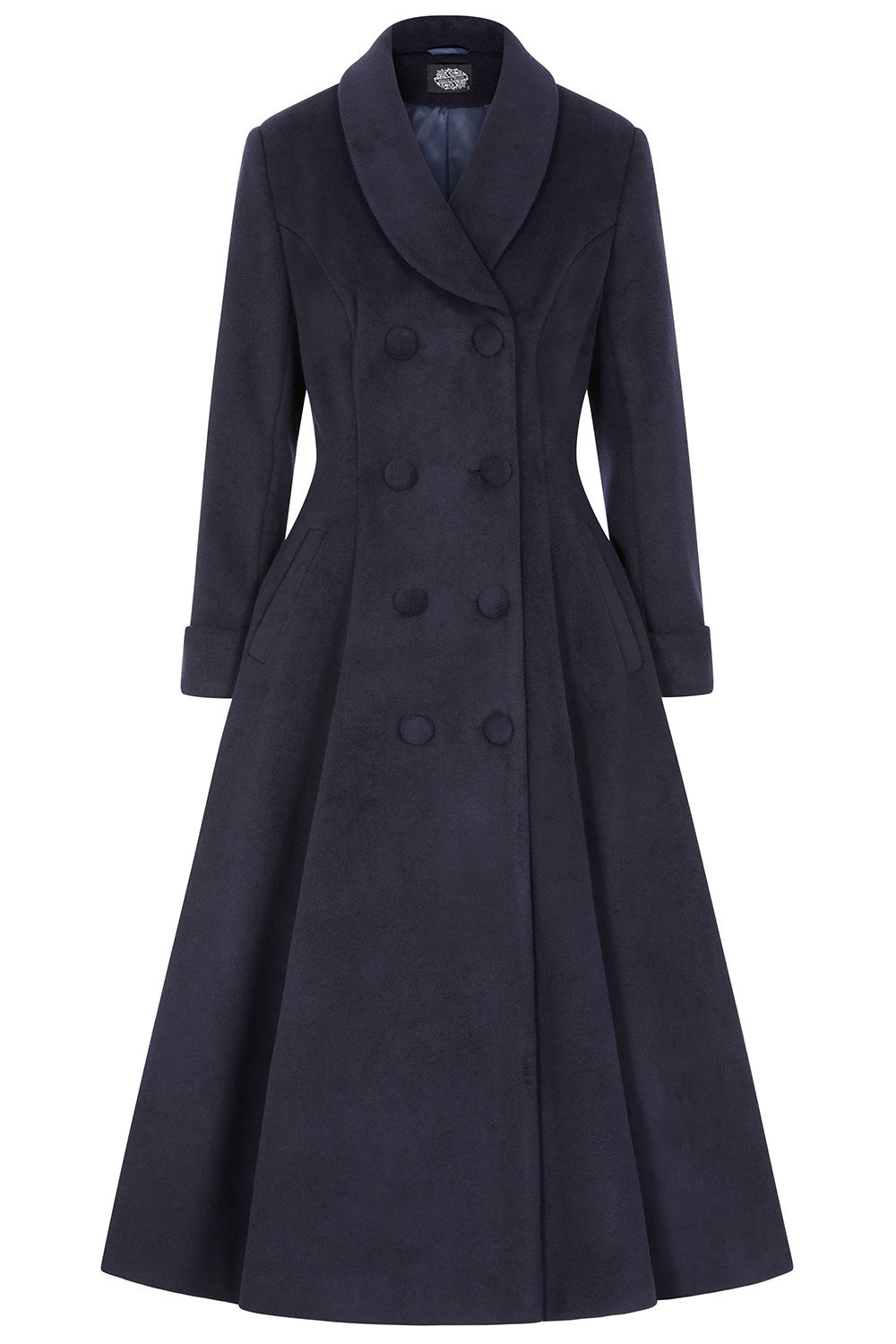Emmeline Navy Swing Coat in Extended Sizing